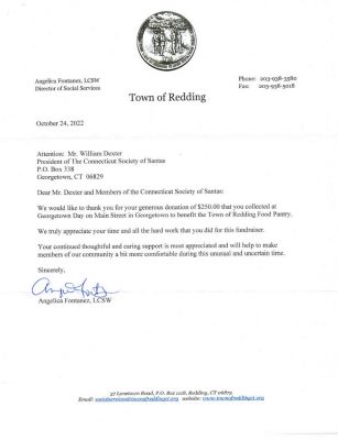 Thank You Letter From Redding Food Pantry – Ct Society Of Santas